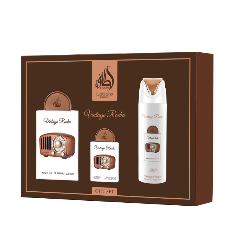 GIFSET VINTAGE RADIO - LATTAFA PRIDE | Aromático Amaderado Eau de Parfum